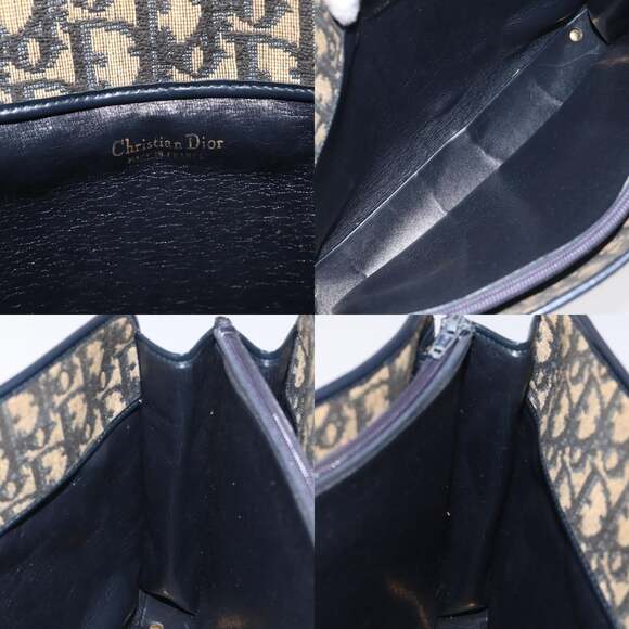 DIOR Trotter Canvas Hand Bag Navy Gold - Picture 11 of 12